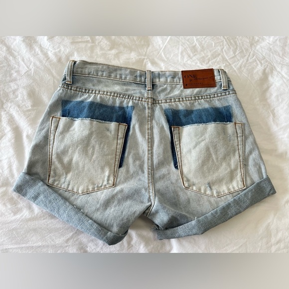 One Teaspoon | Women’s 26 Chargers Button Fly Jean Shorts Distressed Relaxed - Picture 3 of 8